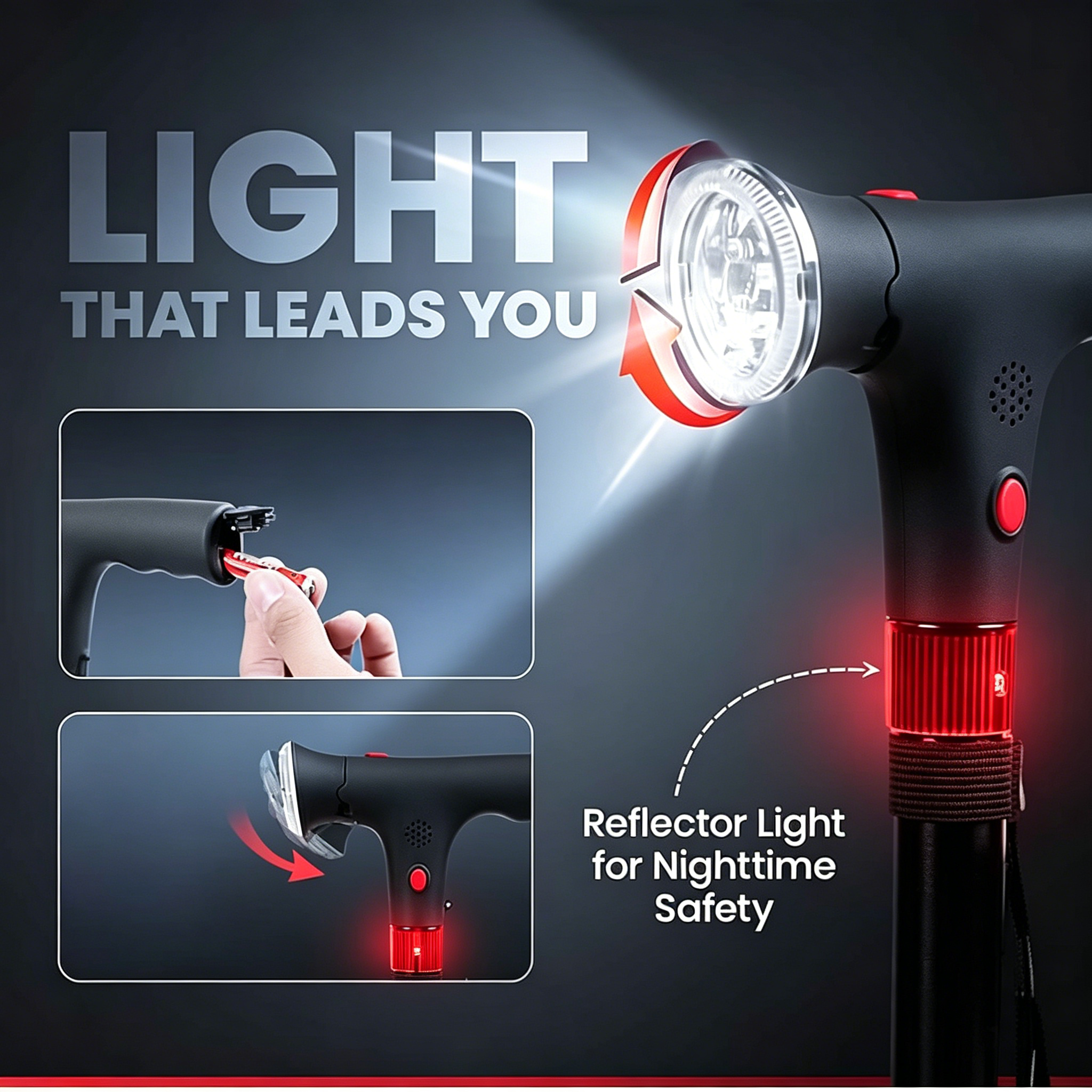 🔥Last Day 50% OFF🔥Smart Dual-Handle Walking Cane — LED Light + SOS Alarm -- Buy 2 Free Shipping🔥