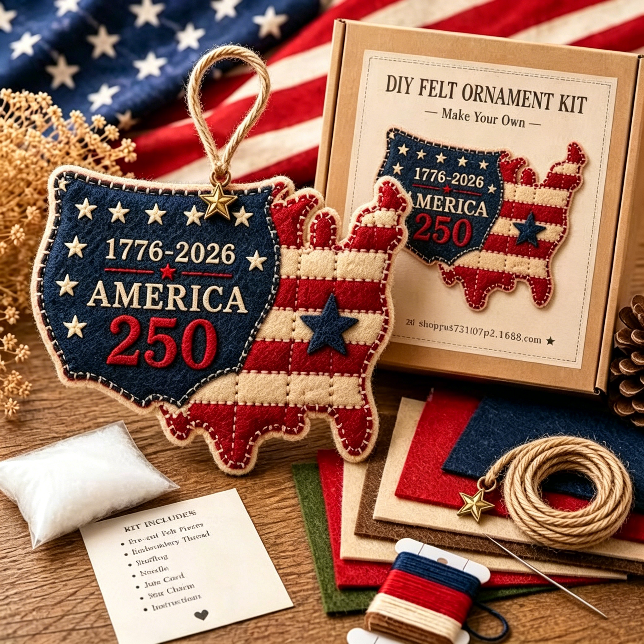 Handmade America 250 Heart Ornament