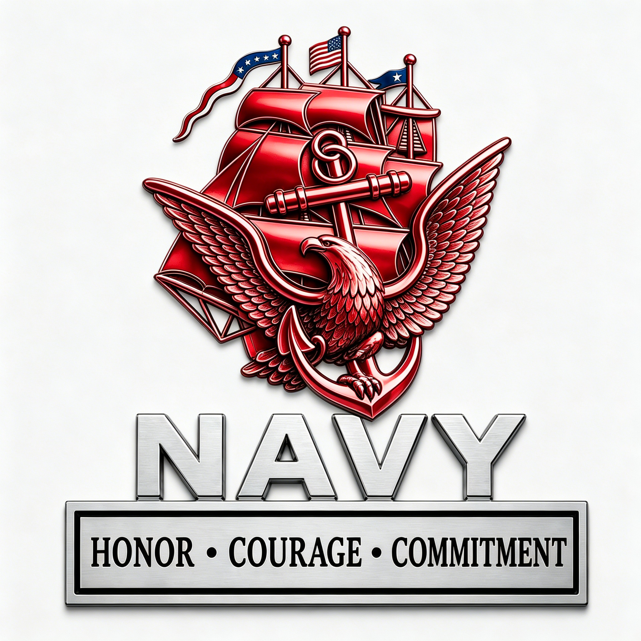 U.S. Navy "Core Values" Metal Vehicle Badge
