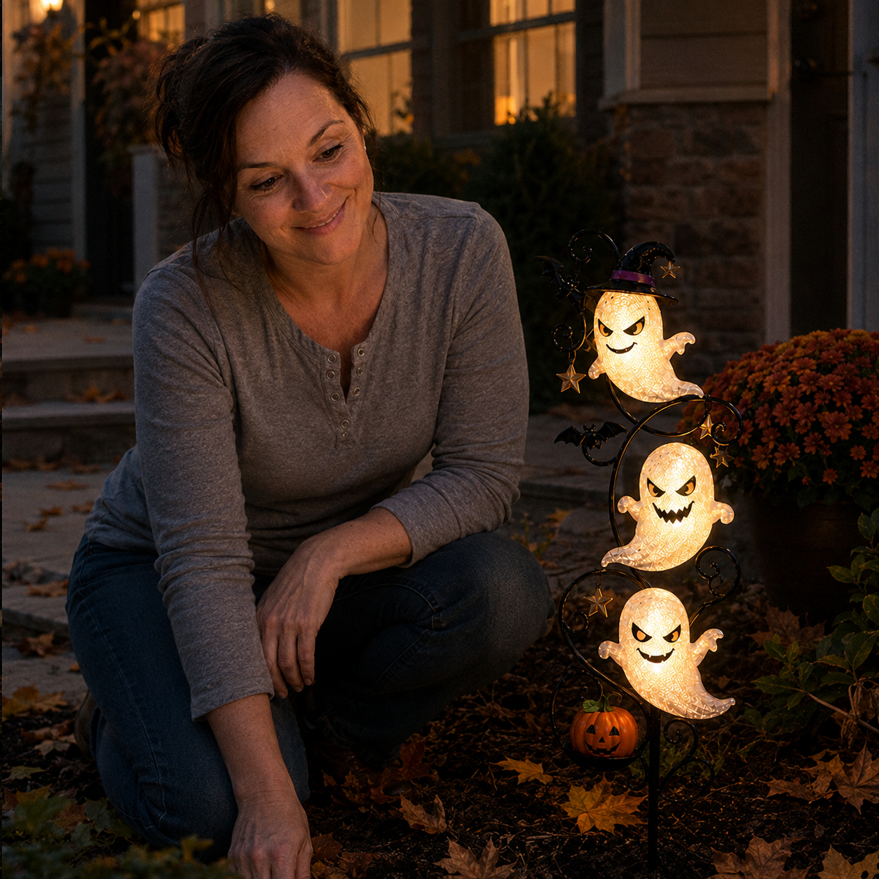 👻 Solar Halloween Little Ghost Garden Stake Light