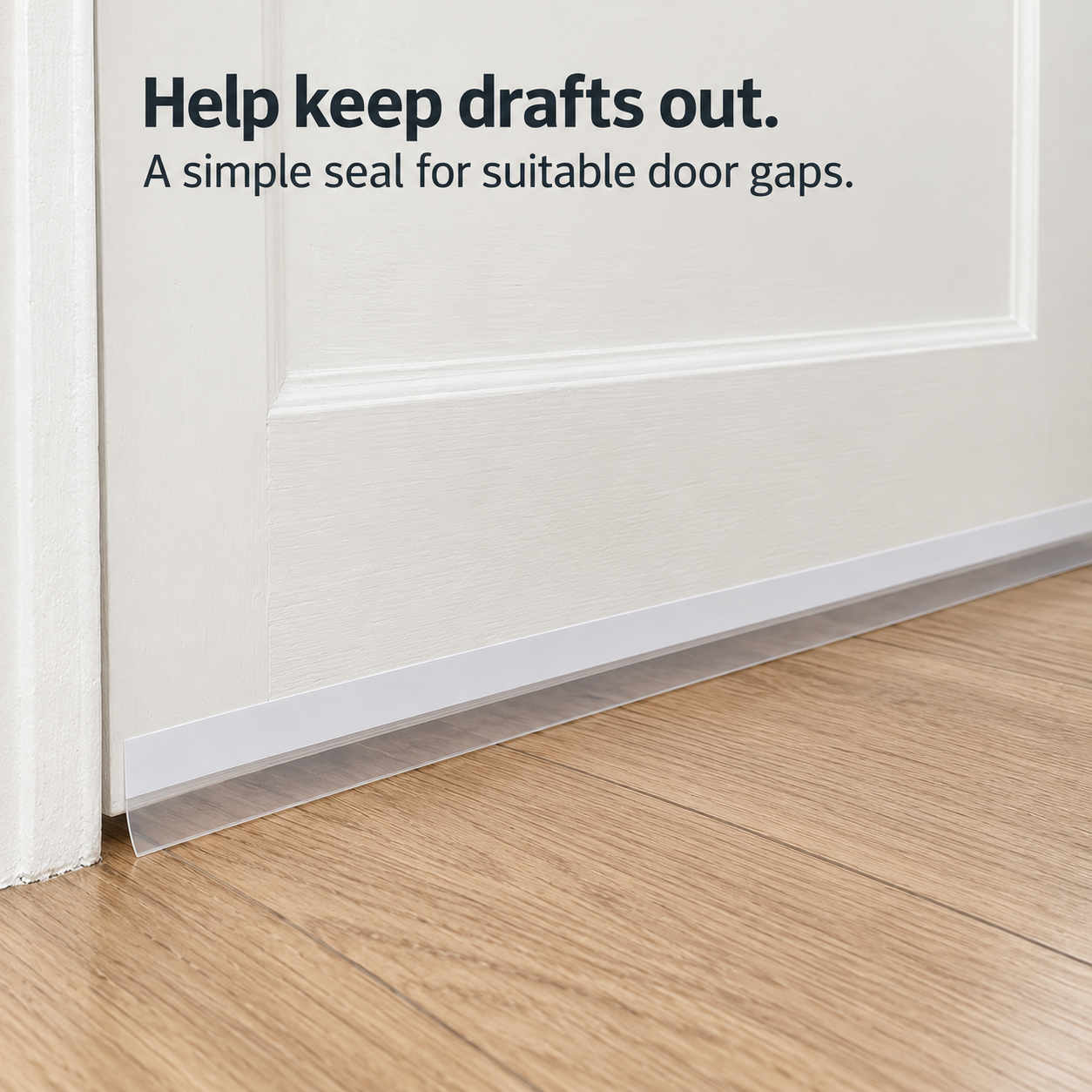 Flexible clear weather stripping covering a gap