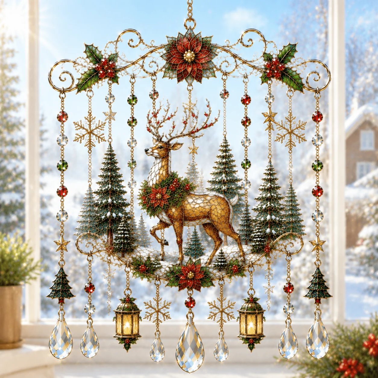 🔥Last Day 45% OFF - Handmade Christmas Stained Glass Window Hanging
