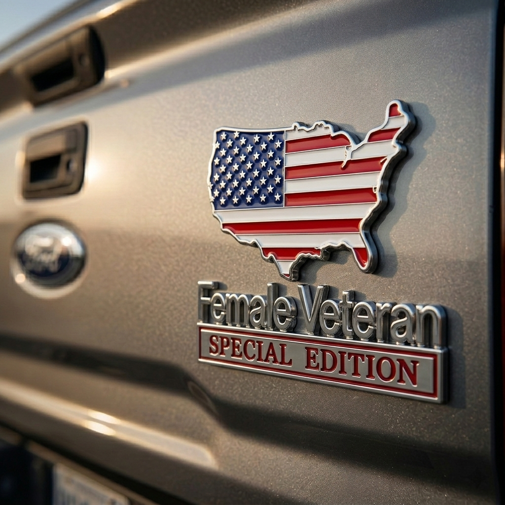 Female Veteran Special Edition Metal Vehicle Badge
