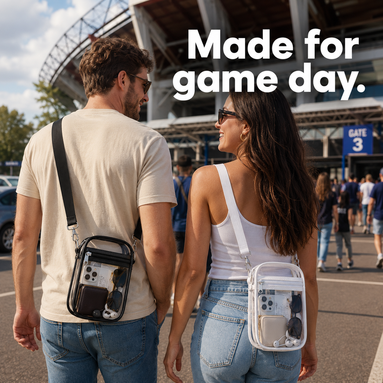 🔥 Game Day Essential Sale - 🎟️ Clear PVC Stadium Crossbody Bag for Concerts, Sports & Events 🏟️
