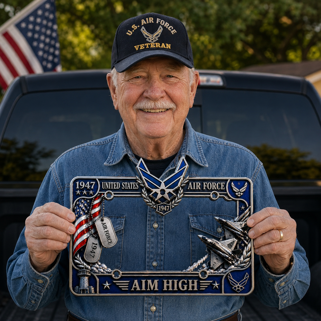 🔥 Last Day 49% OFF - U.S. Air Force “Aim High” License Plate Frame ✈️