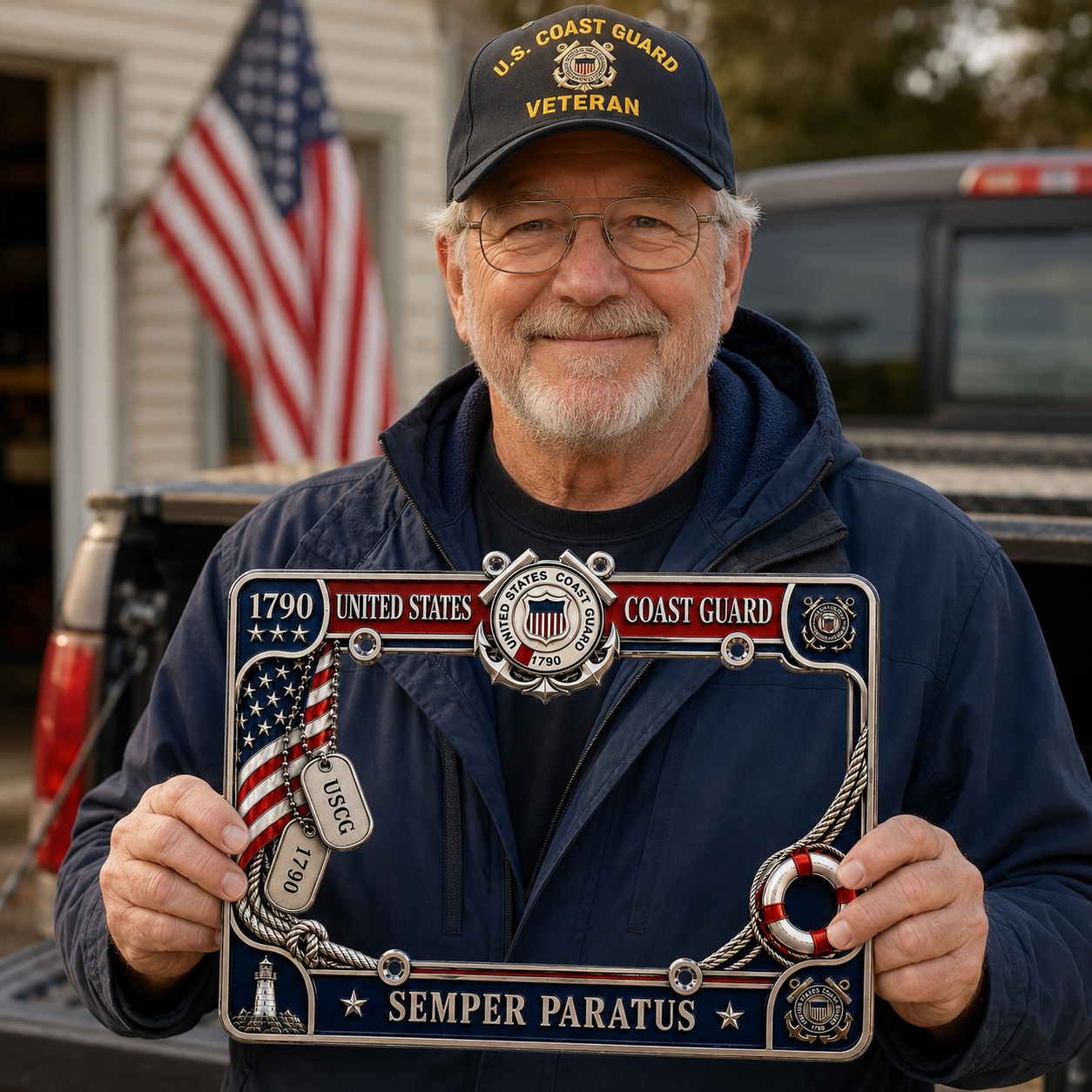 U.S. Coast Guard “Semper Paratus” License Plate Frame