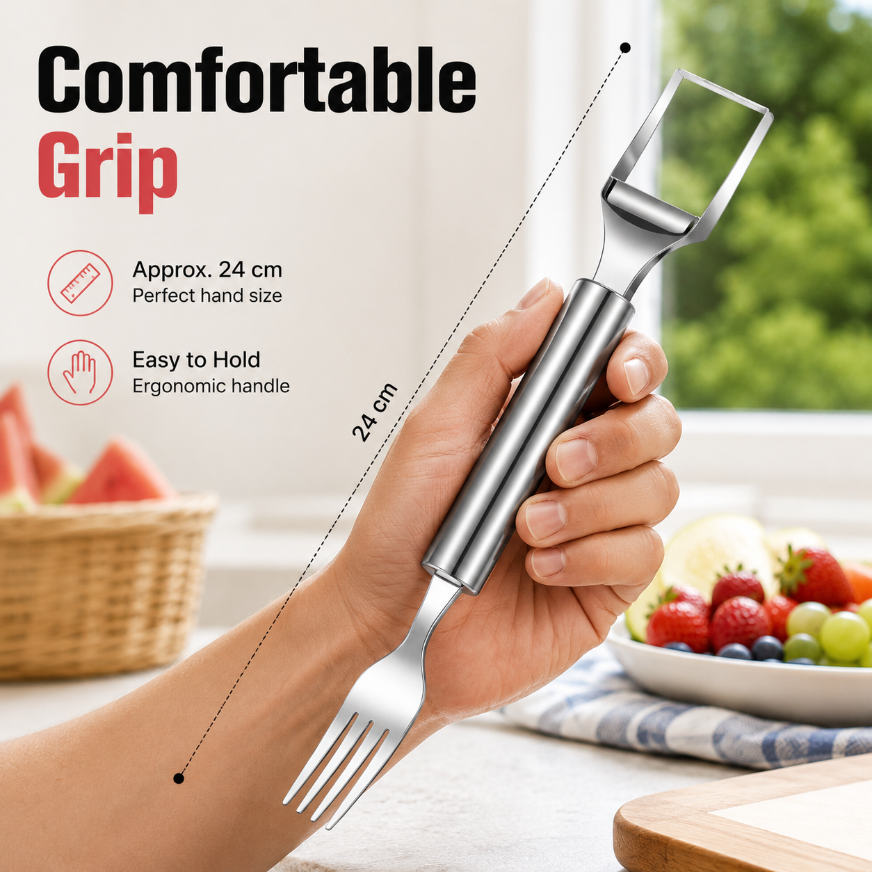 🍉 Effortless Fruit Prep-49% OFF-✨ 2-in-1 Fruit Cutter & Fork – For Quick and Easy Fruit Serving! 🍓