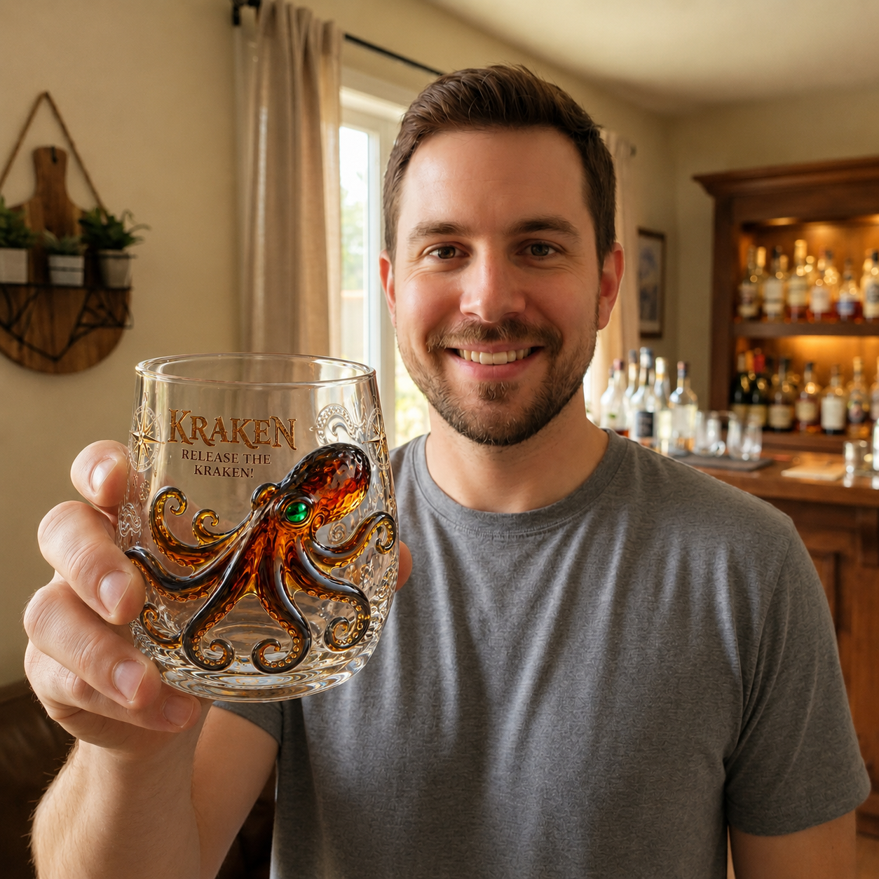 Kraken Octopus Sculpted Glass Tumbler
