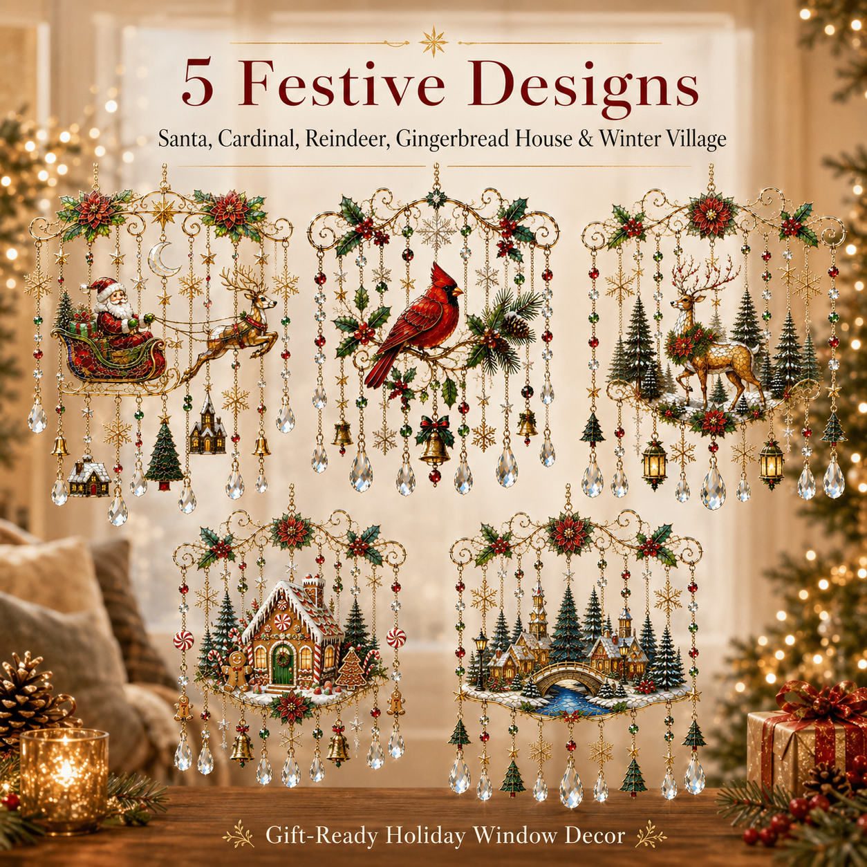 🔥Last Day 49% OFF - Handmade Christmas Stained Glass Window Hanging