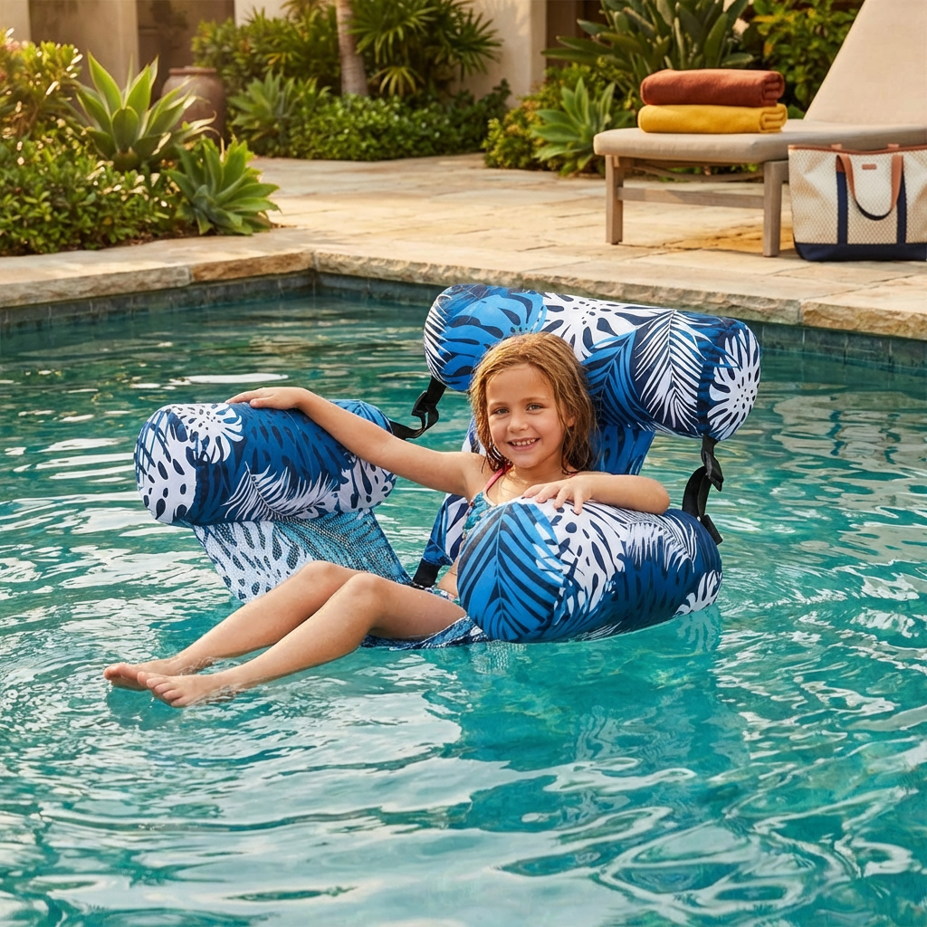 Inflatable Pool Hammock with Backrest – Foldable Water Lounge