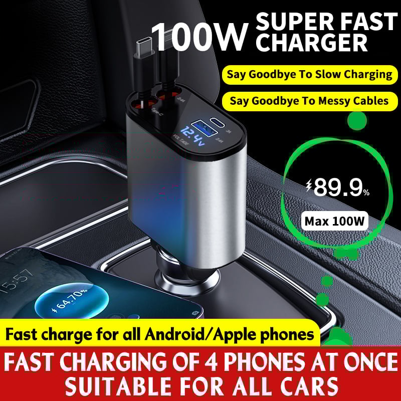 🔥Last Day 50% OFF🎄4 in 1 Retractable Car Fast Charger-Buy 2 Free shipping