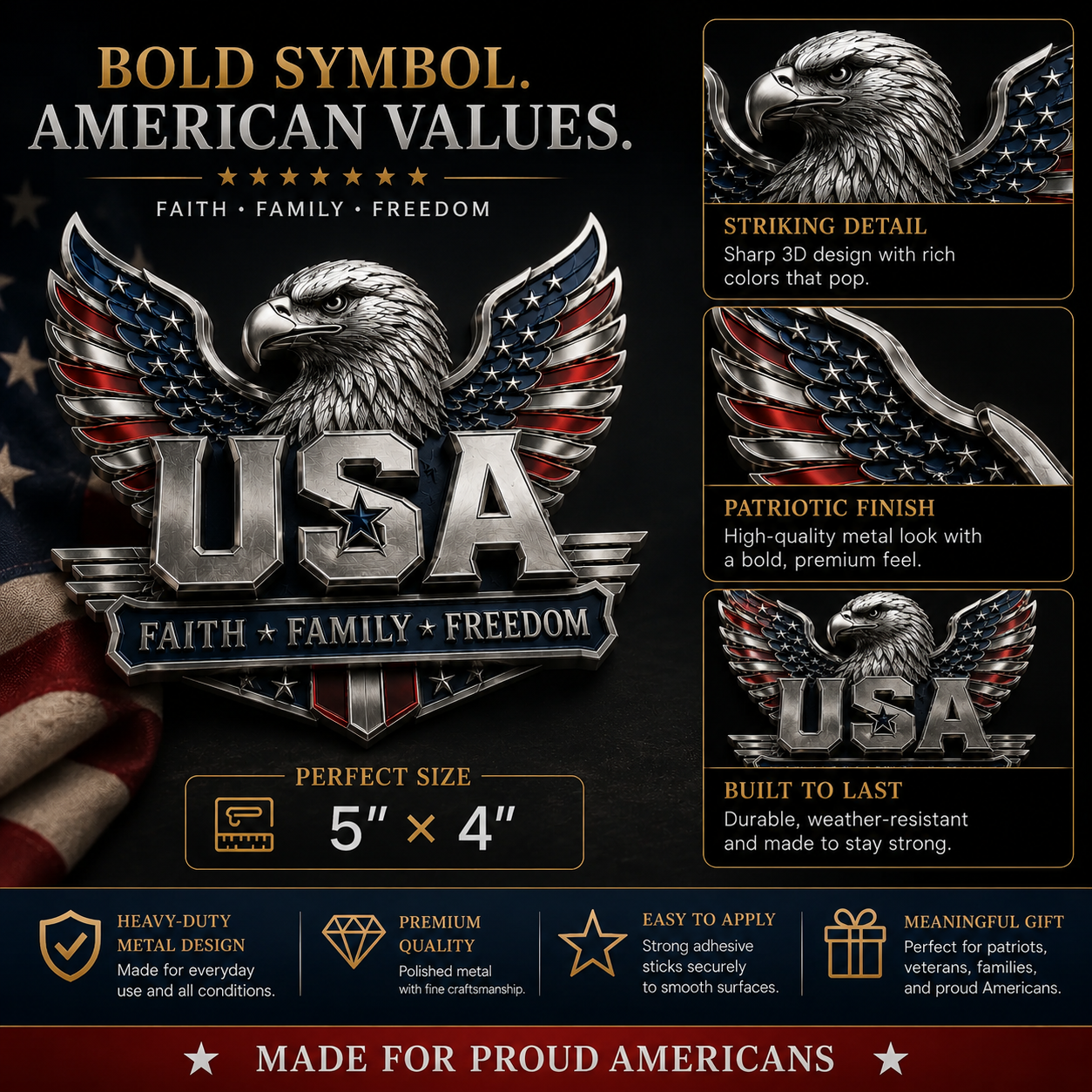 🇺🇸 250th Anniversary 49% OFF – USA Faith★Family★ Freedom Eagle Emblem