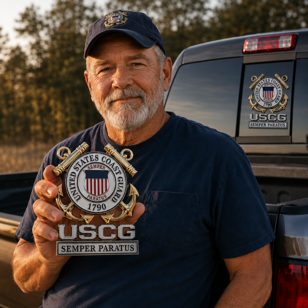 U.S. Coast Guard Semper Paratus Metal Vehicle Badge