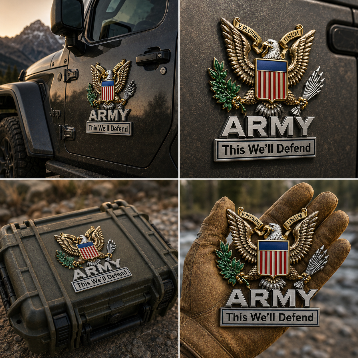 U.S. Army “This We’ll Defend” Metal Vehicle Badge