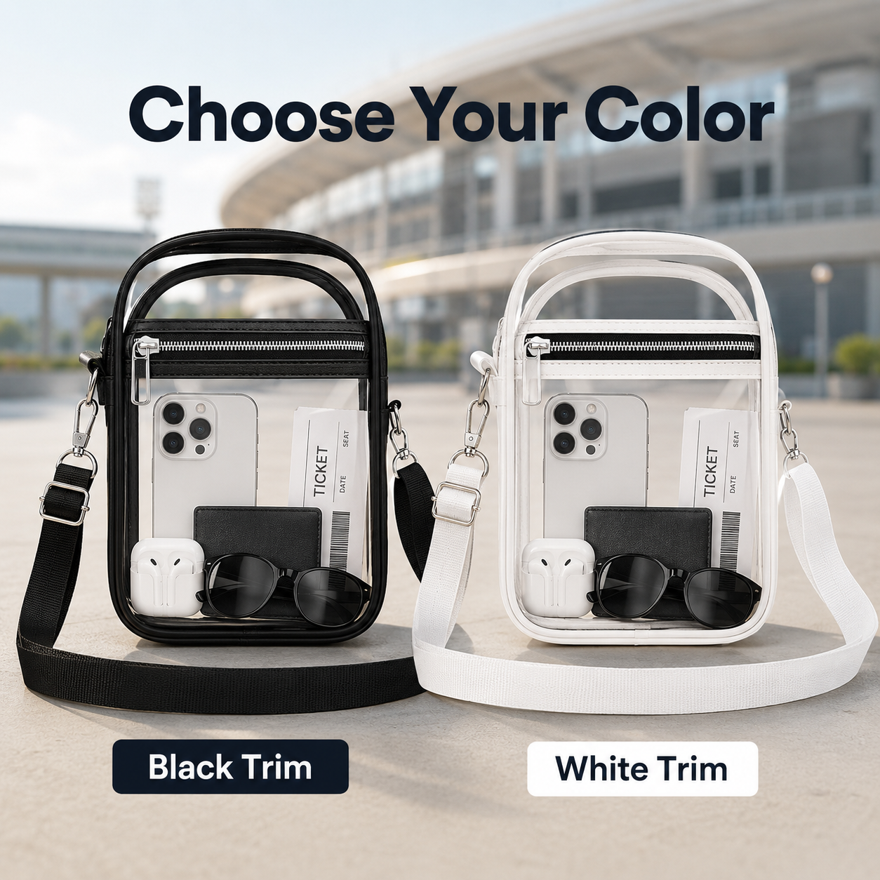 🔥 Game Day Essential Sale - 🎟️ Clear PVC Stadium Crossbody Bag for Concerts, Sports & Events 🏟️