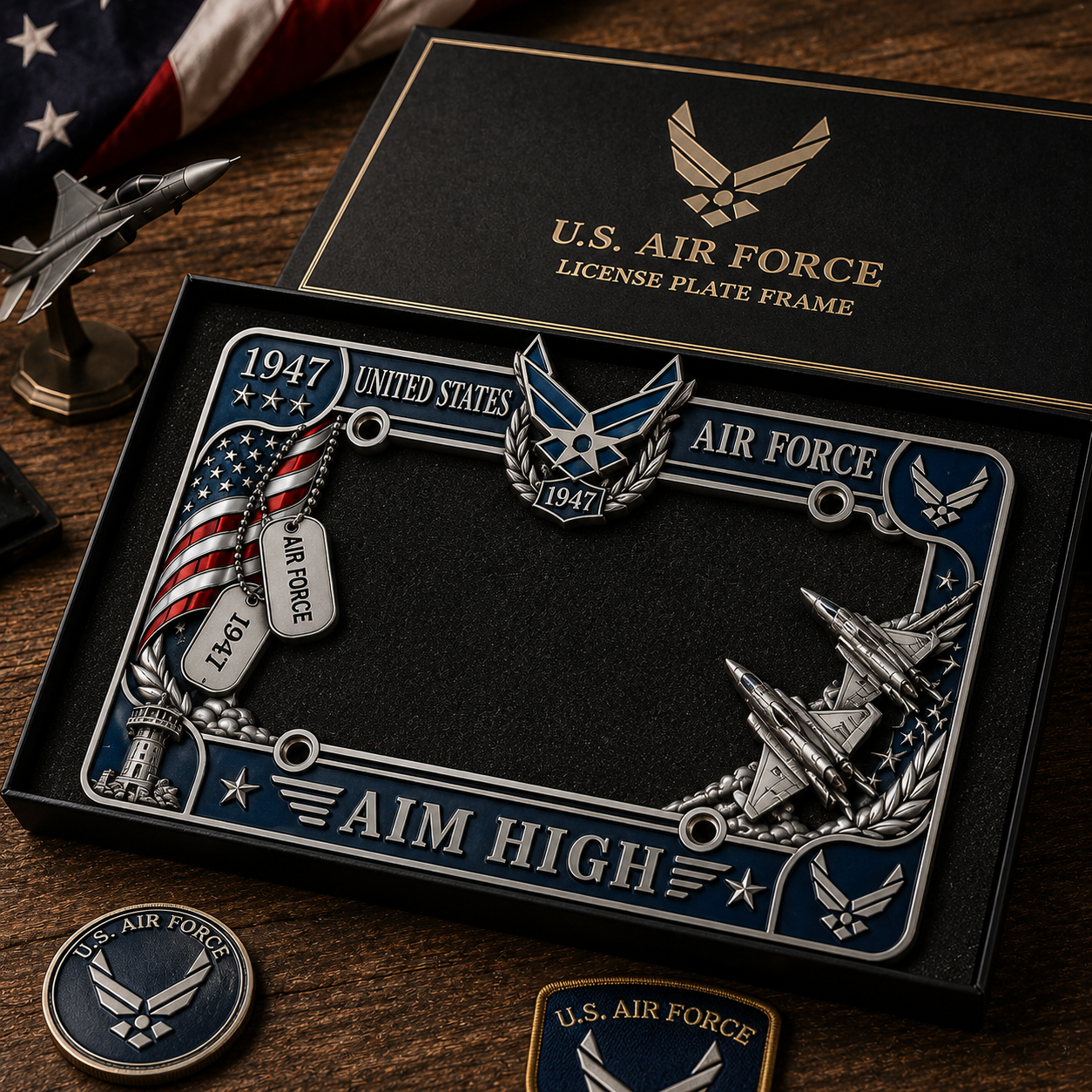 🔥 Last Day 49% OFF - U.S. Air Force “Aim High” License Plate Frame ✈️