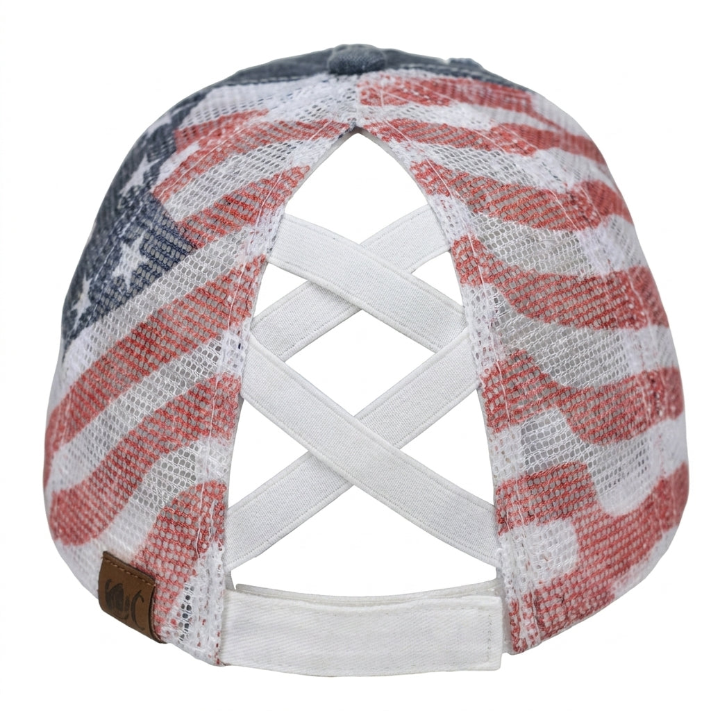 American Flag Ponytail Embroidered Hat -📦Free Shipping Over $39