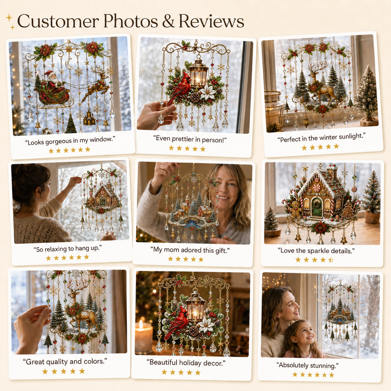 🔥Last Day 49% OFF - Handmade Christmas Stained Glass Window Hanging