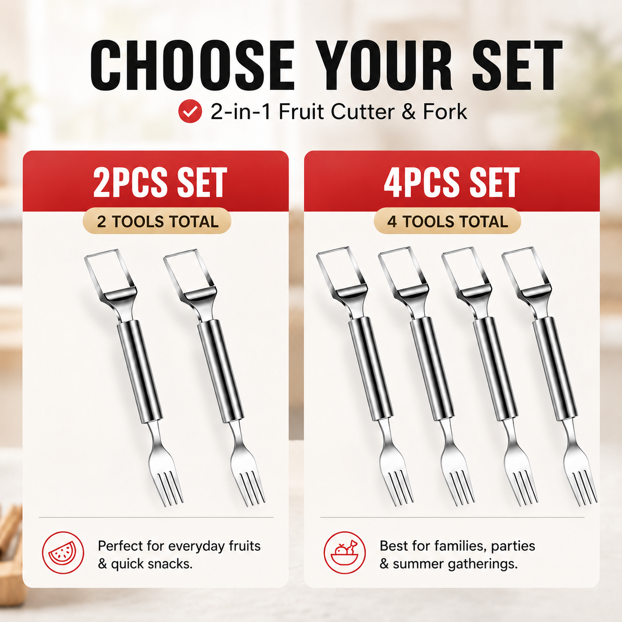🍉 Effortless Fruit Prep-49% OFF-✨ 2-in-1 Fruit Cutter & Fork – For Quick and Easy Fruit Serving! 🍓