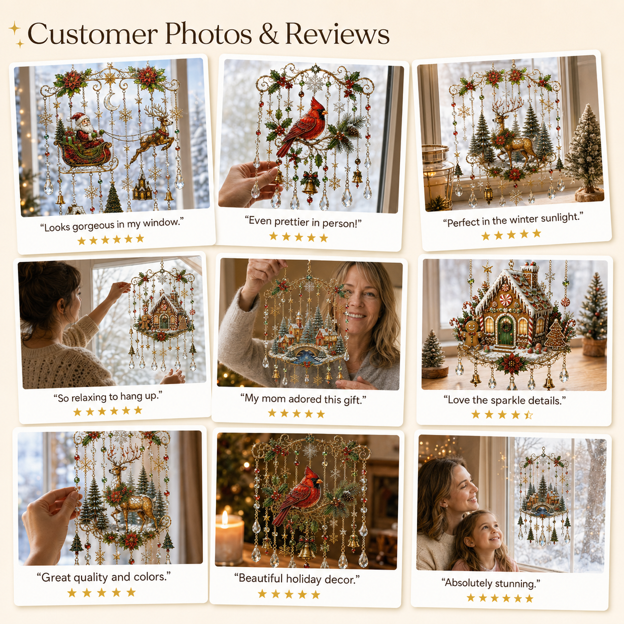 🔥Last Day 49% OFF - Handmade Christmas Stained Glass Window Hanging