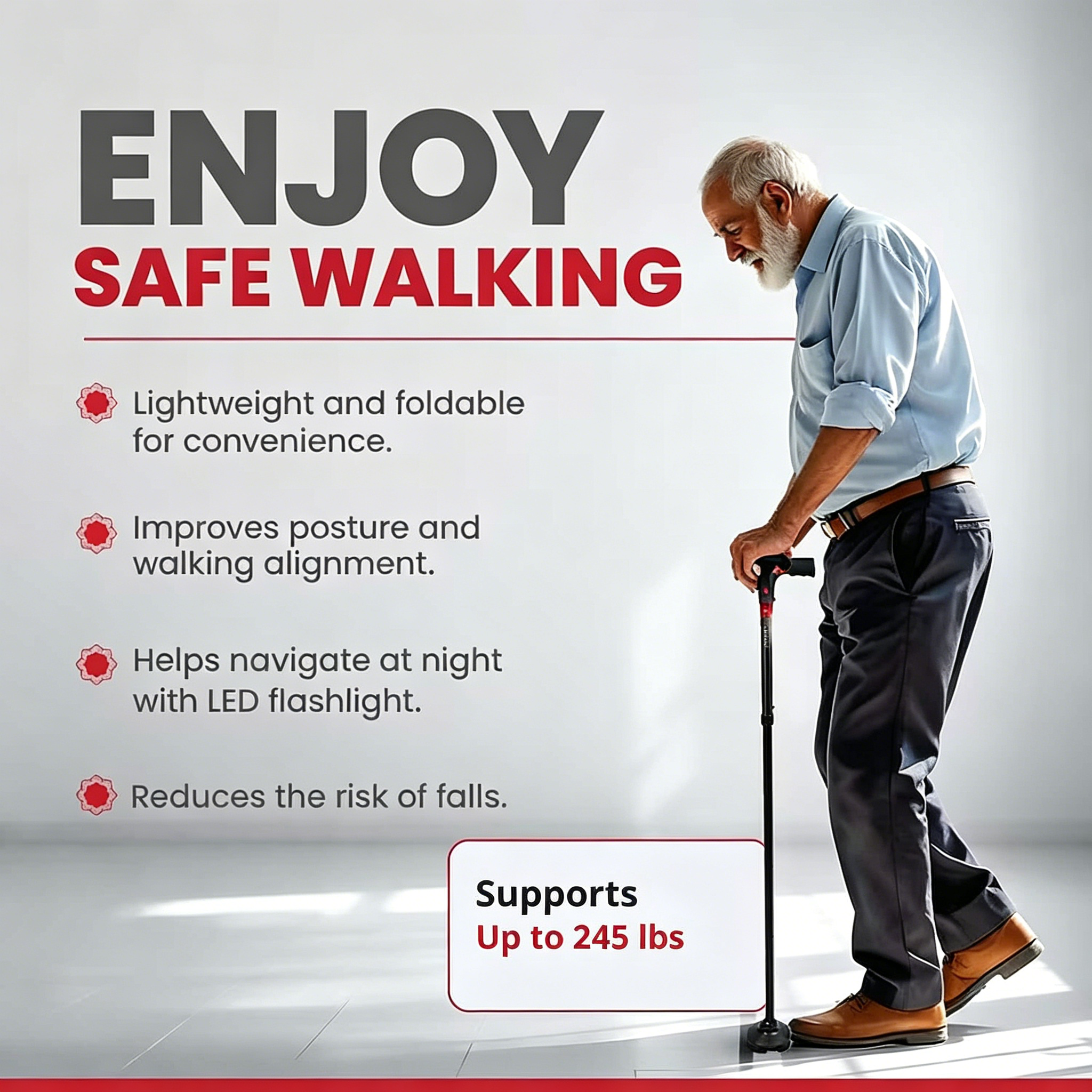 🔥Last Day 50% OFF🔥Smart Dual-Handle Walking Cane — LED Light + SOS Alarm -- Buy 2 Free Shipping🔥
