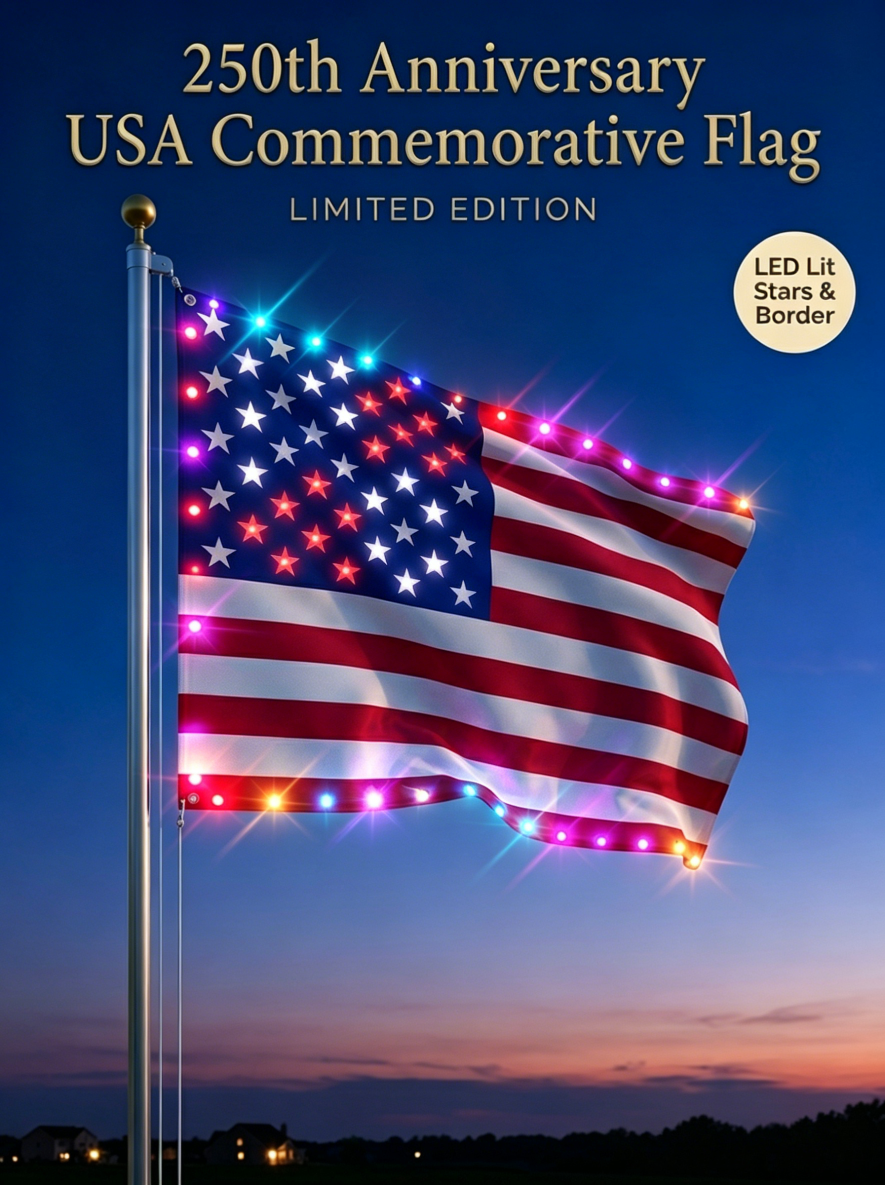 Last Day 49%OFF🔥🦅Illuminated 250th Anniversary USA Commemorative Flag - Premium LED Edition (3x5Ft)