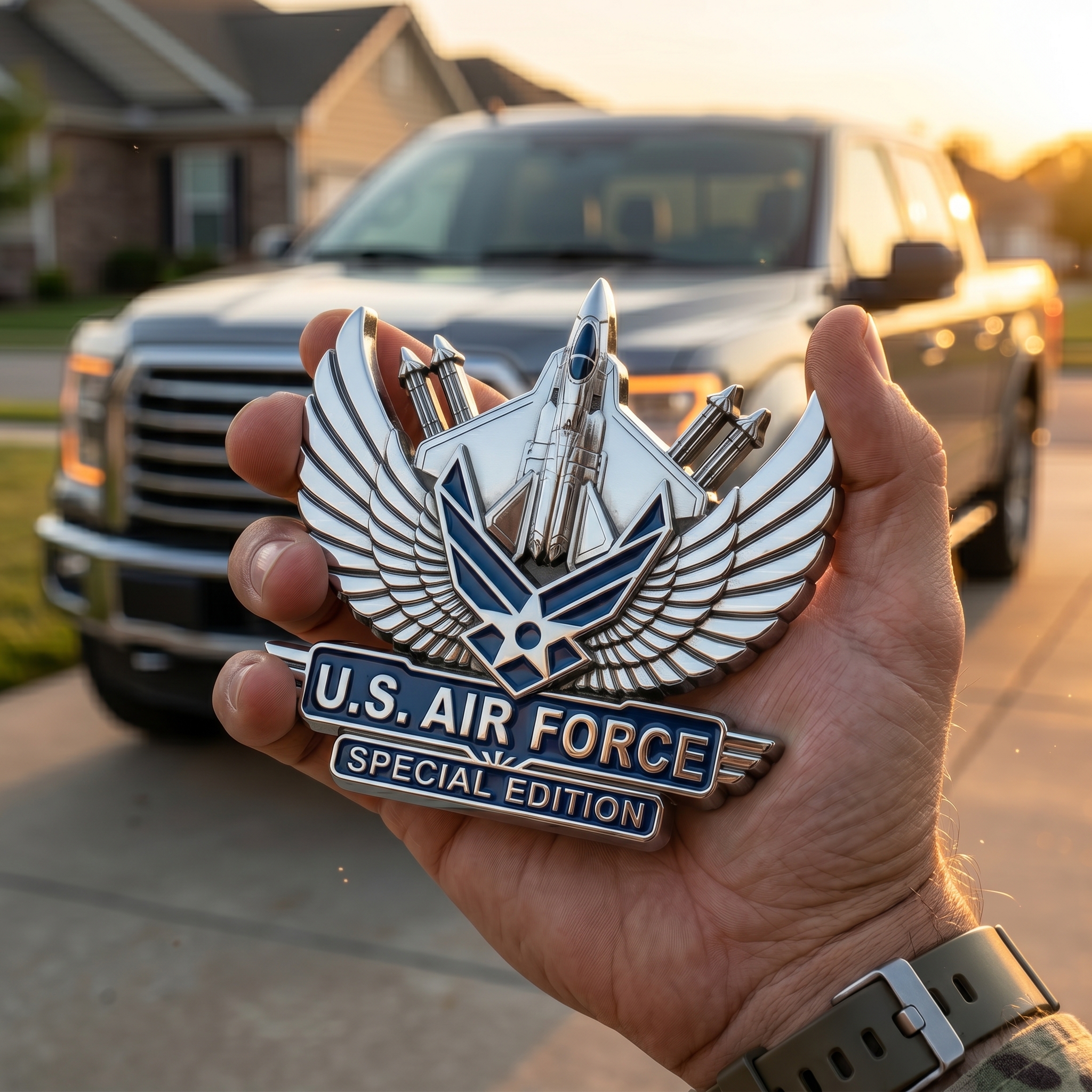 Premium USAF Chrome Emblem – Air Force Vehicle Badge