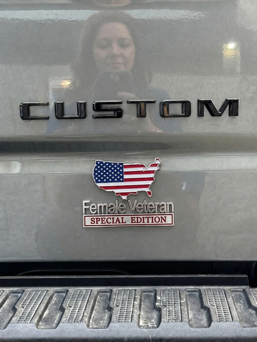 Female Veteran Special Edition Metal Vehicle Badge
