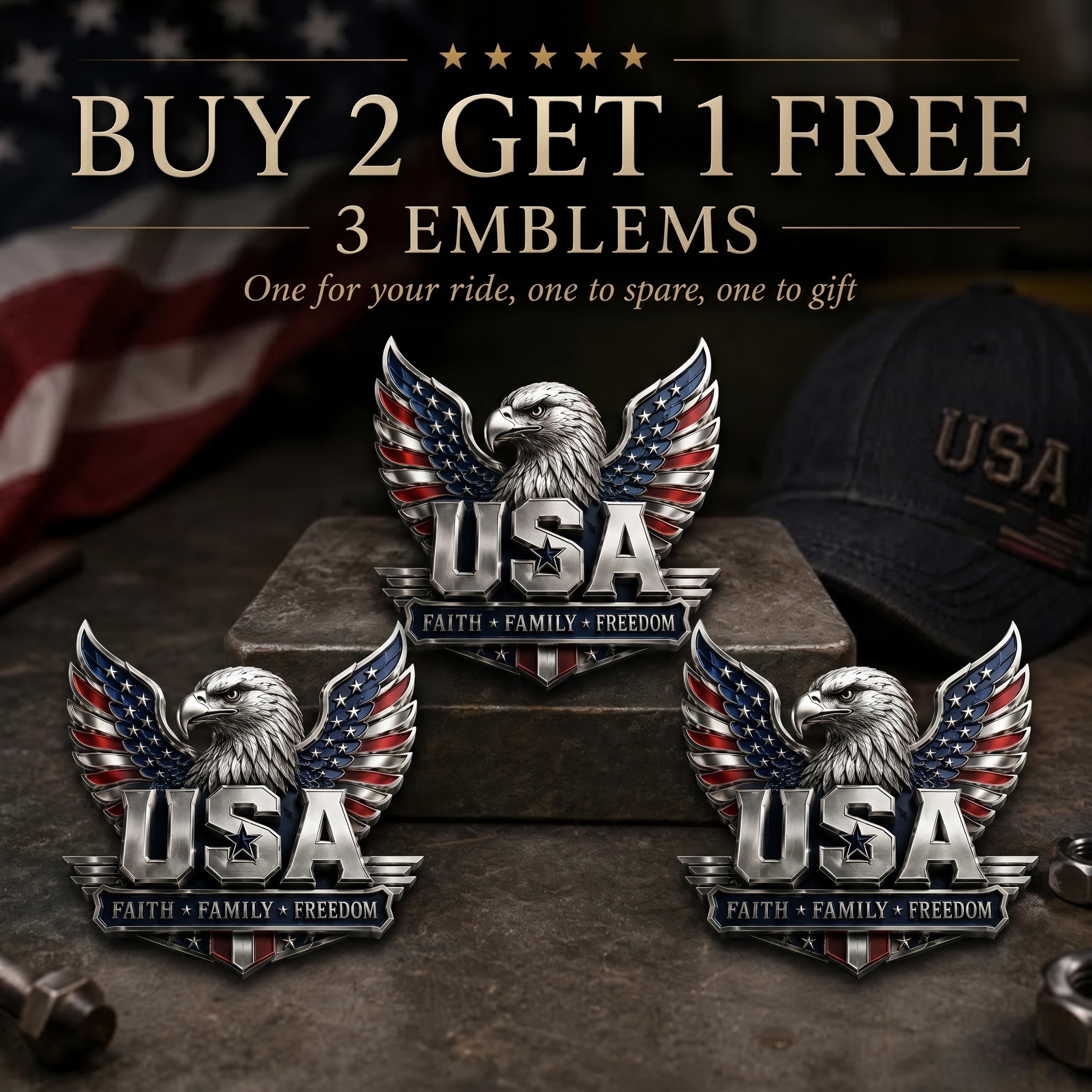 🇺🇸 250th Anniversary 49% OFF – ★USA Faith, Family & Freedom★ Eagle Emblem