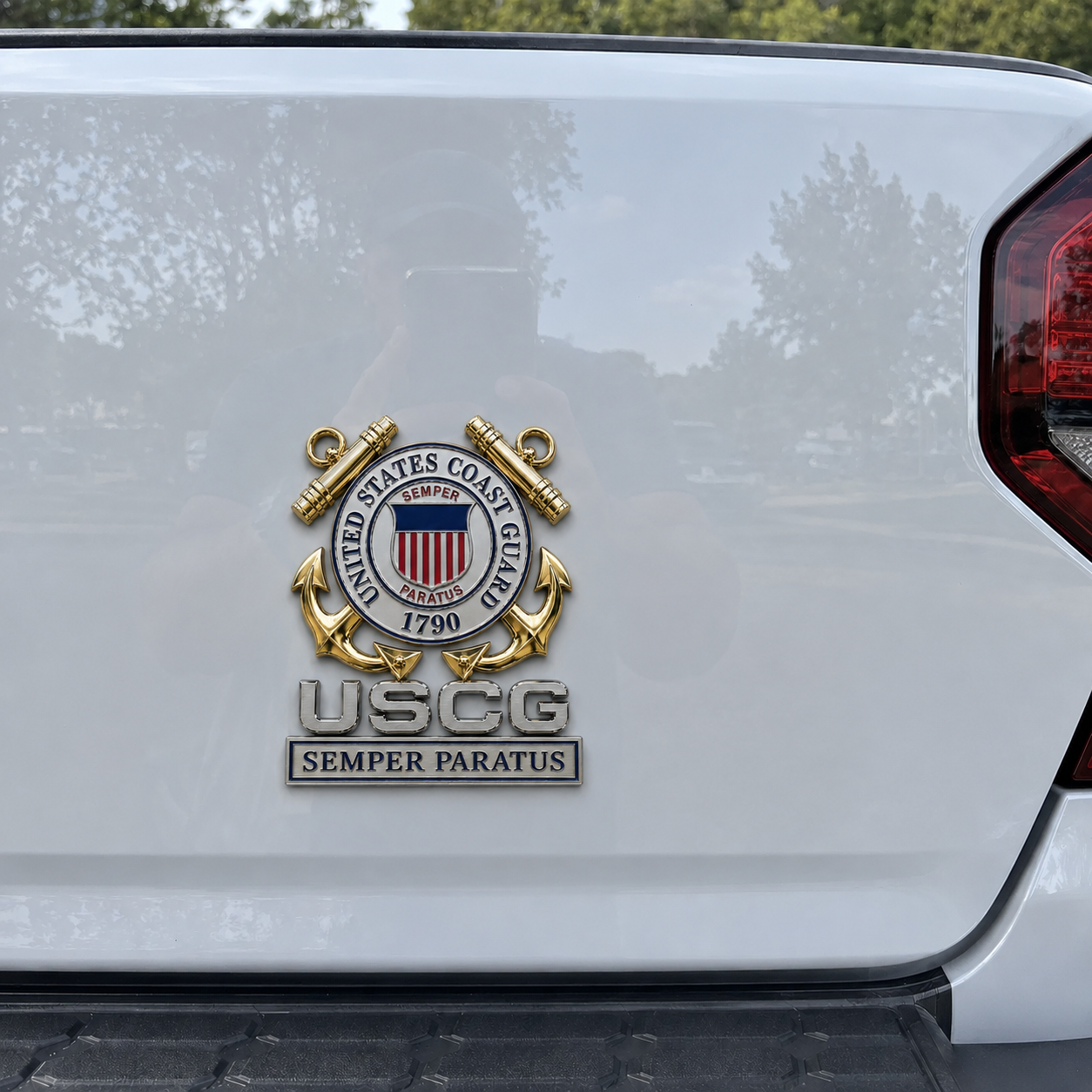 U.S. Coast Guard Semper Paratus Metal Vehicle Badge