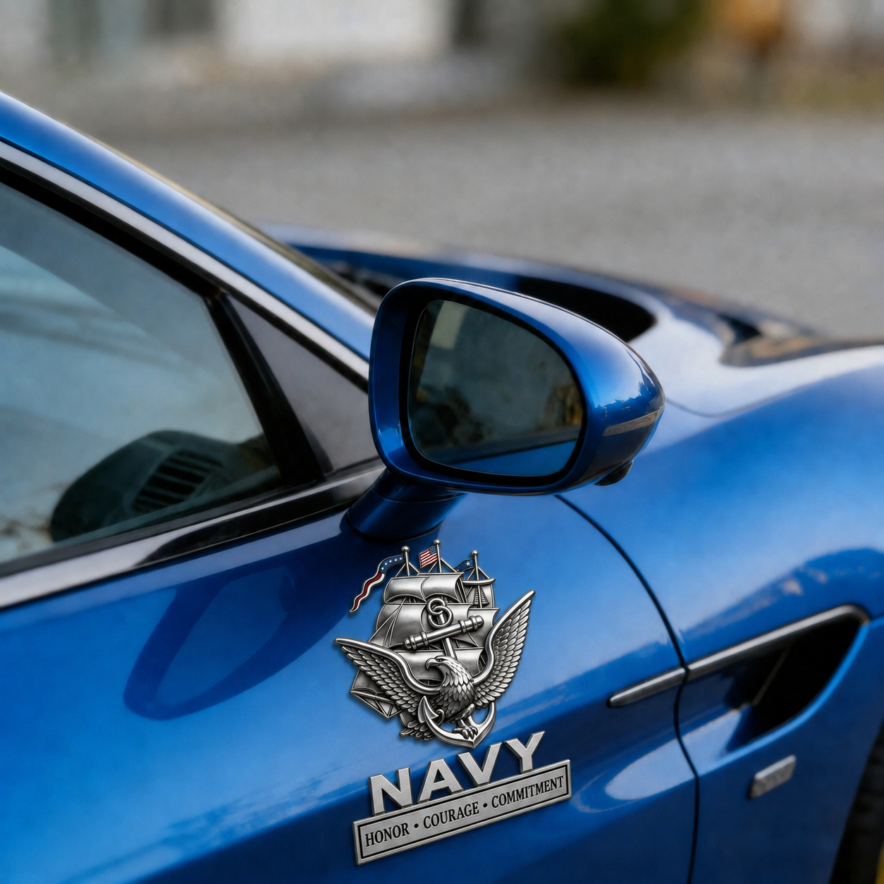 U.S. Navy "Core Values" Metal Vehicle Badge