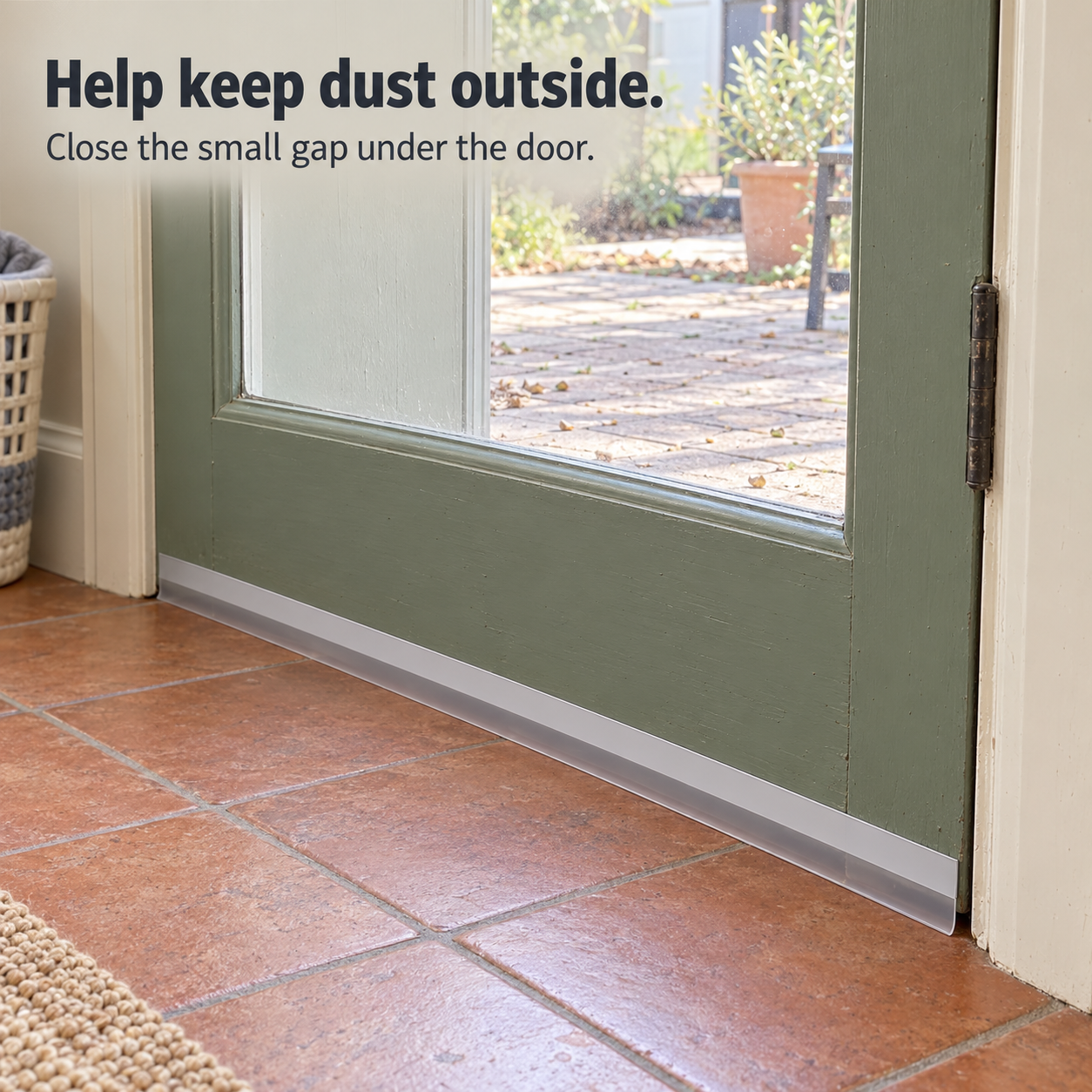 Weather stripping helping reduce dust entering through a gap