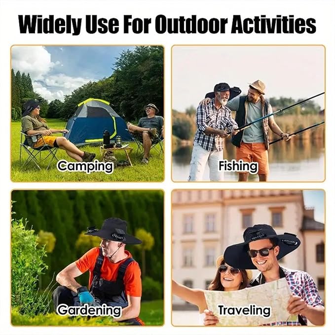 🔥Father's Day Sale 49% OFF - Wide Brim Solar Fan Outdoor Fishing Hat-Solar & USB Charging
