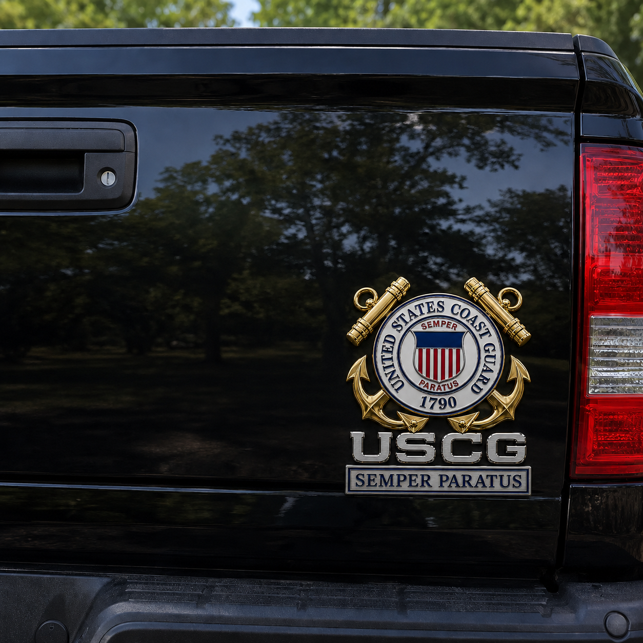 U.S. Coast Guard Semper Paratus Metal Vehicle Badge