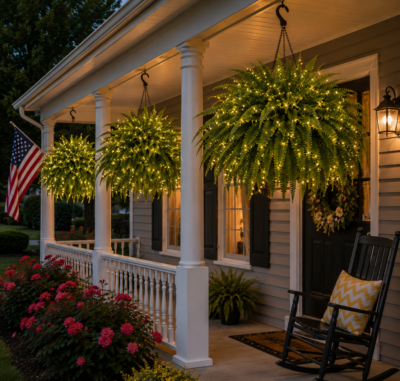 🔥Oversized Pre-Lit Artificial Boston Ferns --No watering, No fading