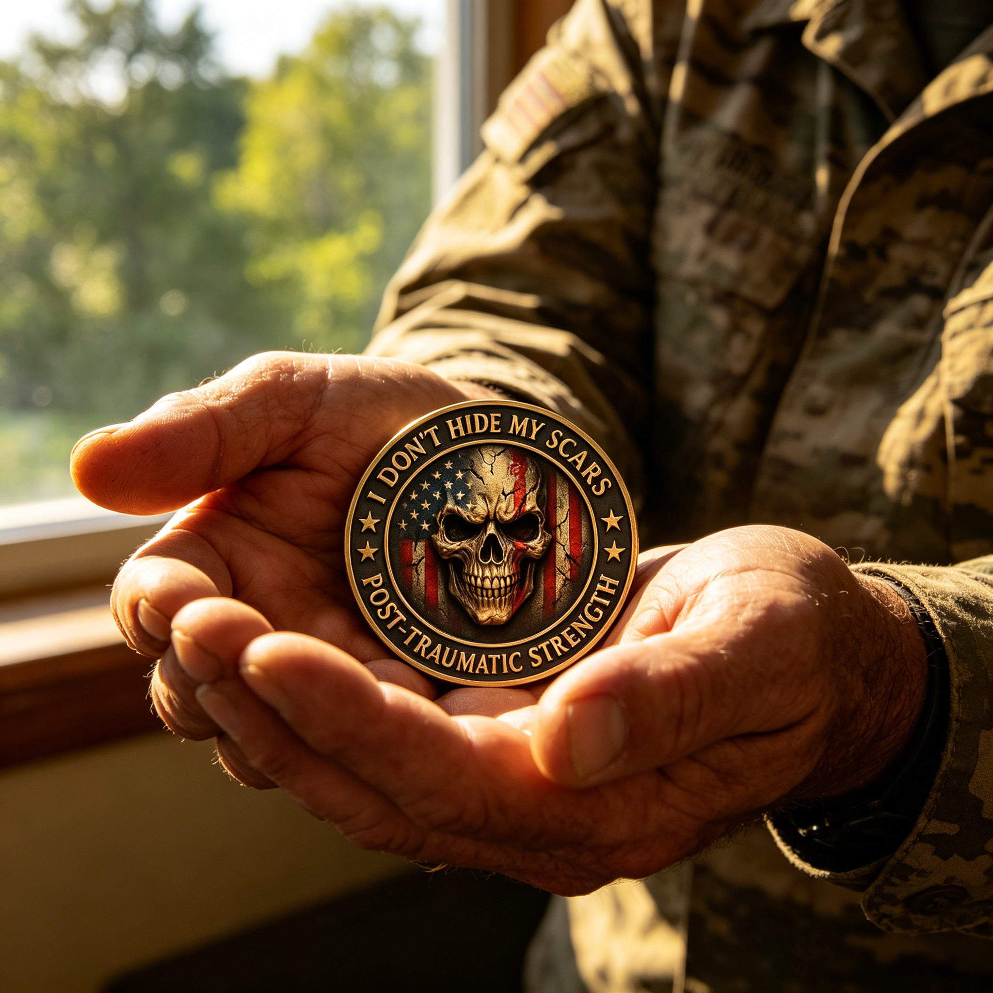 🔥Last Day 50% OFF🔥 "I Don't Hide My Scars" — PTSD Veteran Strength Commemorative Coin