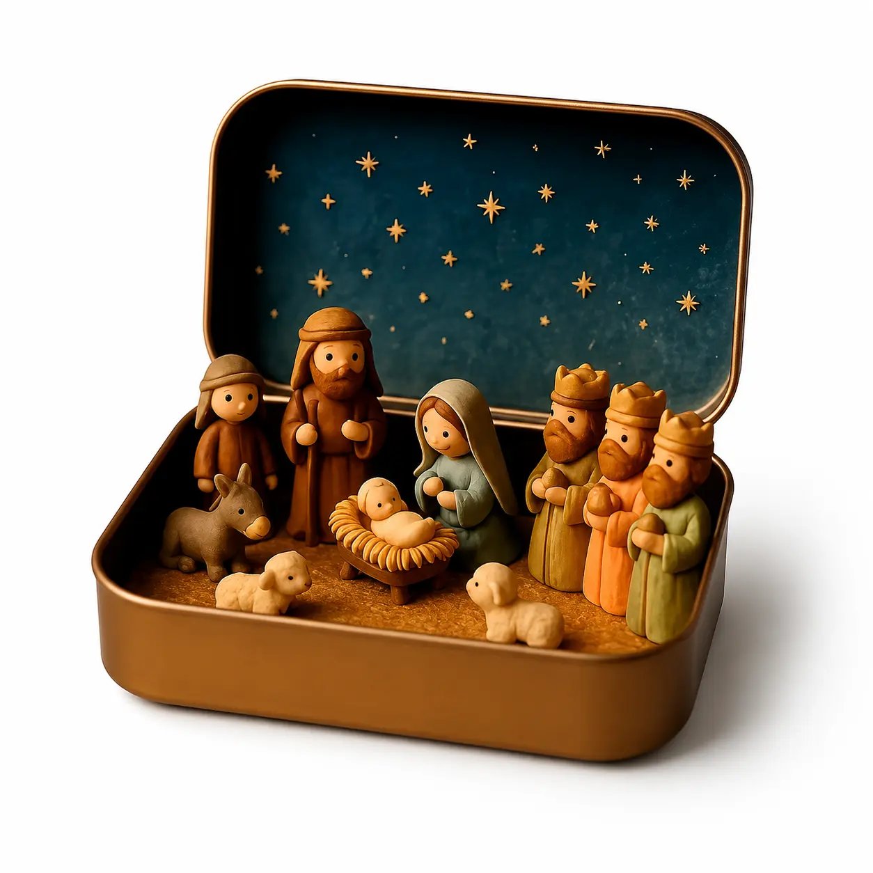✝️🙏 Mini Nativity Scene Keepsake Tin