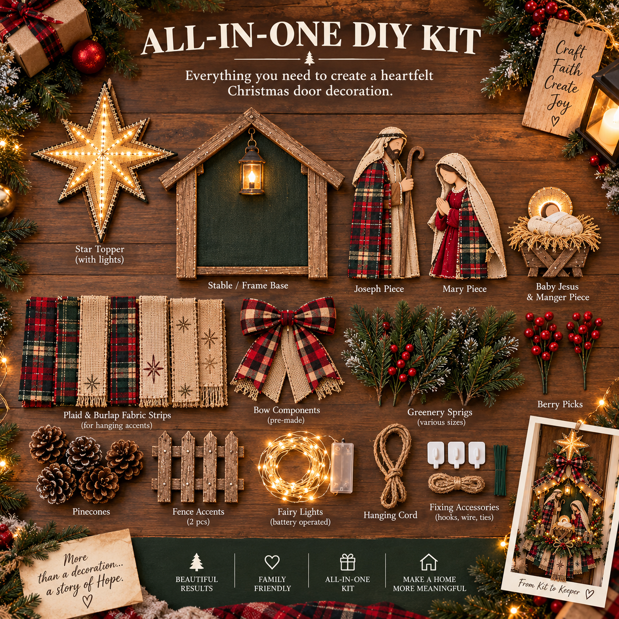 DIY Lighted Christmas Nativity Scene Door Hanging Kit 🎄