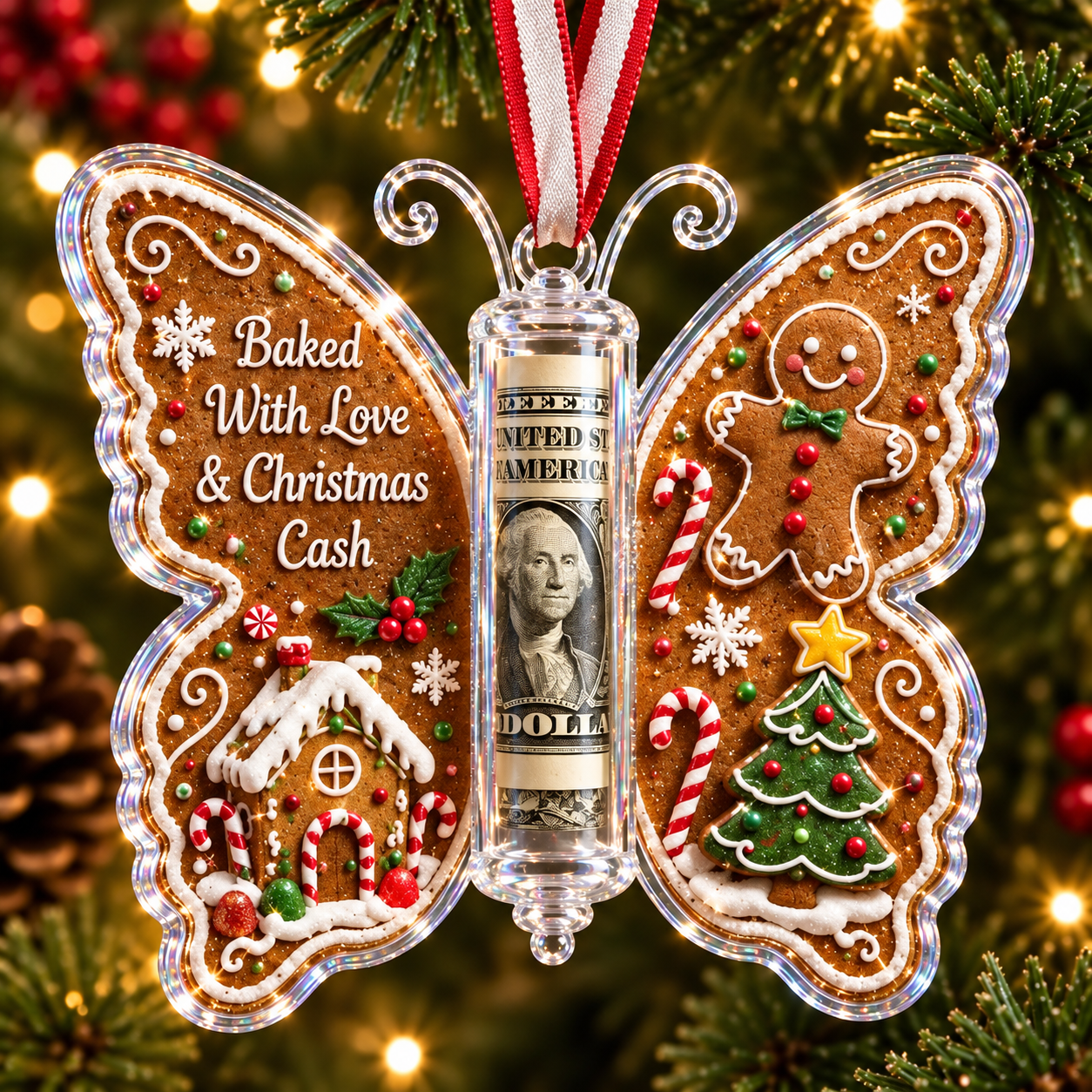 🦋💵 Christmas Cash Gift Butterfly Ornament🎄✨