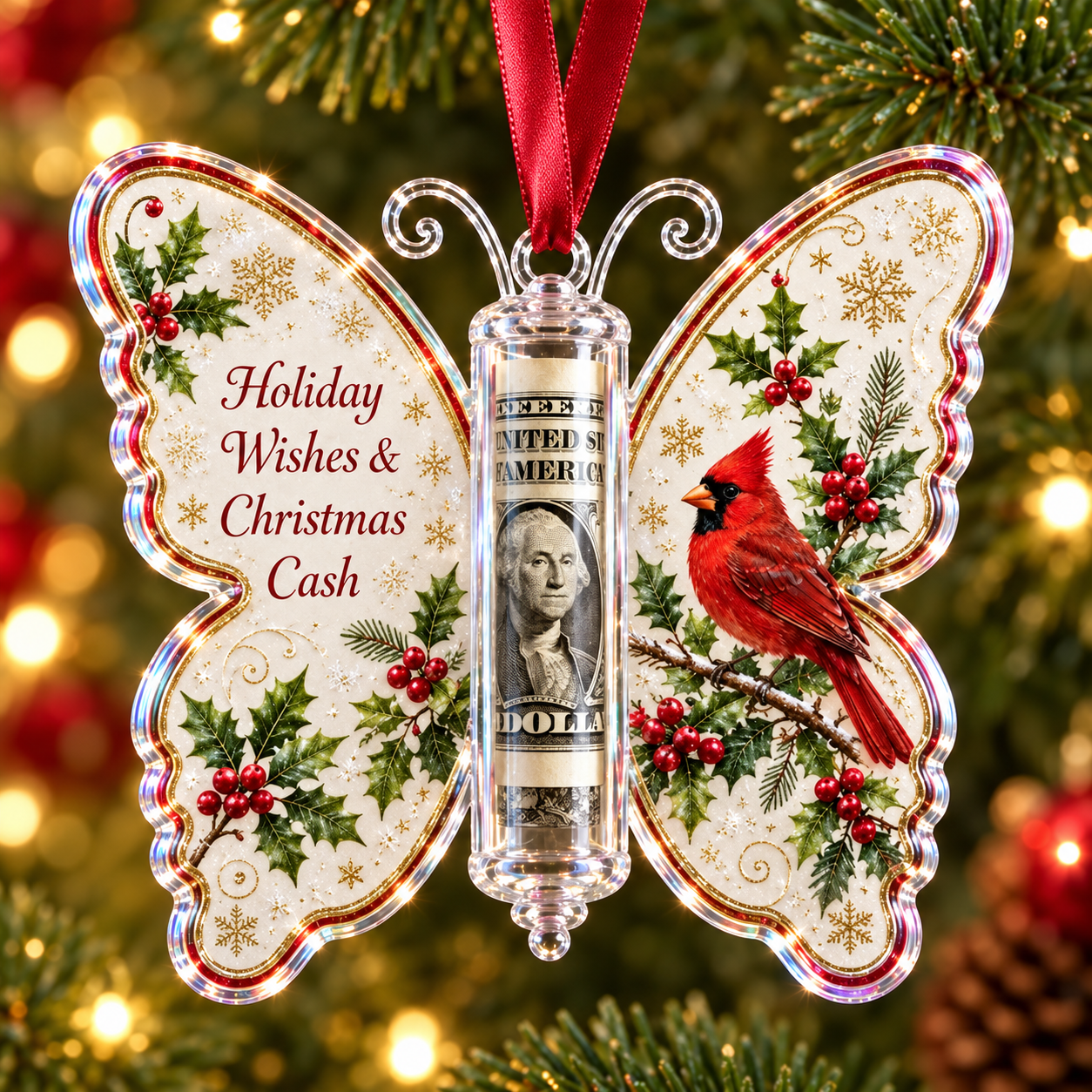 🦋💵 Christmas Cash Gift Butterfly Ornament🎄✨