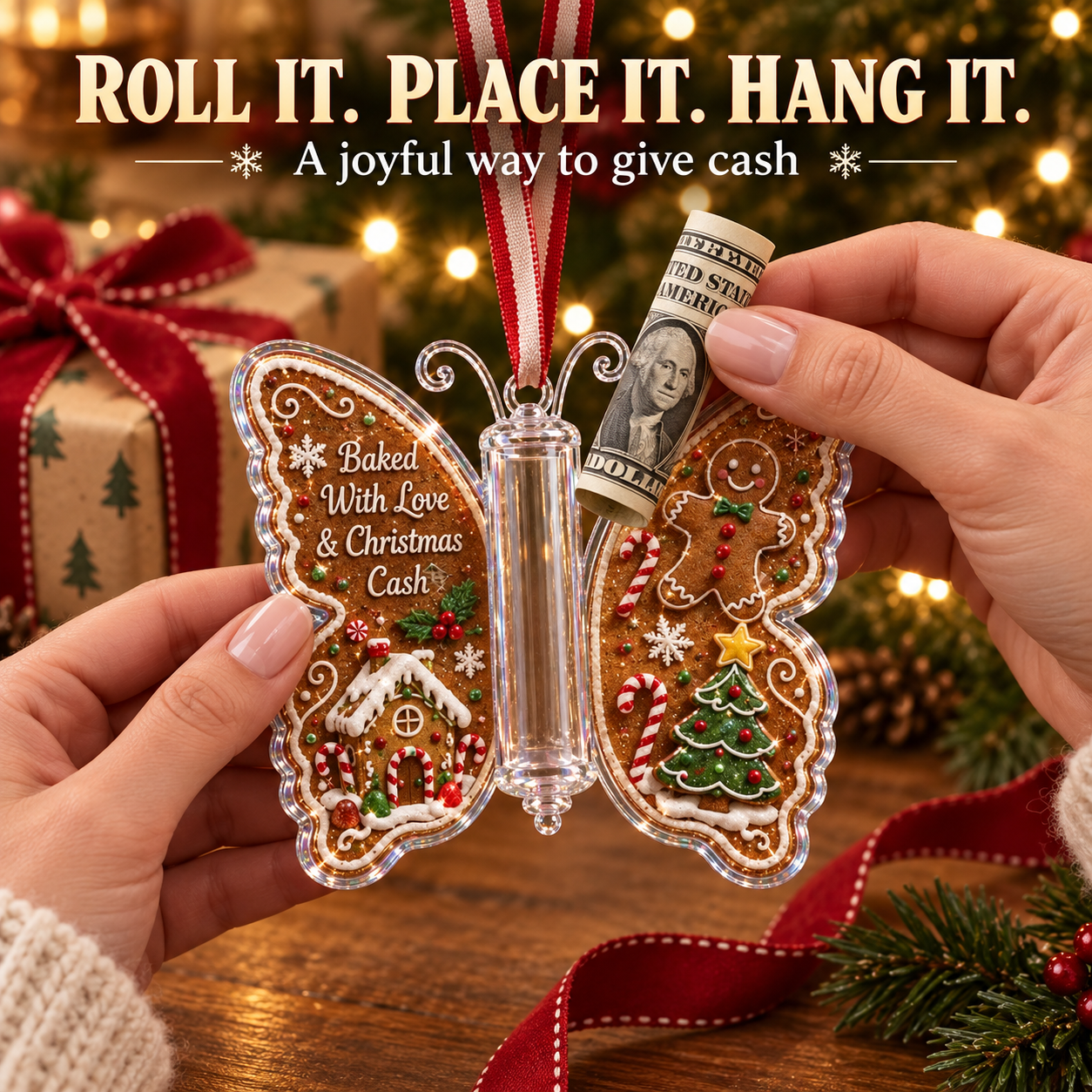 🦋💵 Christmas Cash Gift Butterfly Ornament🎄✨
