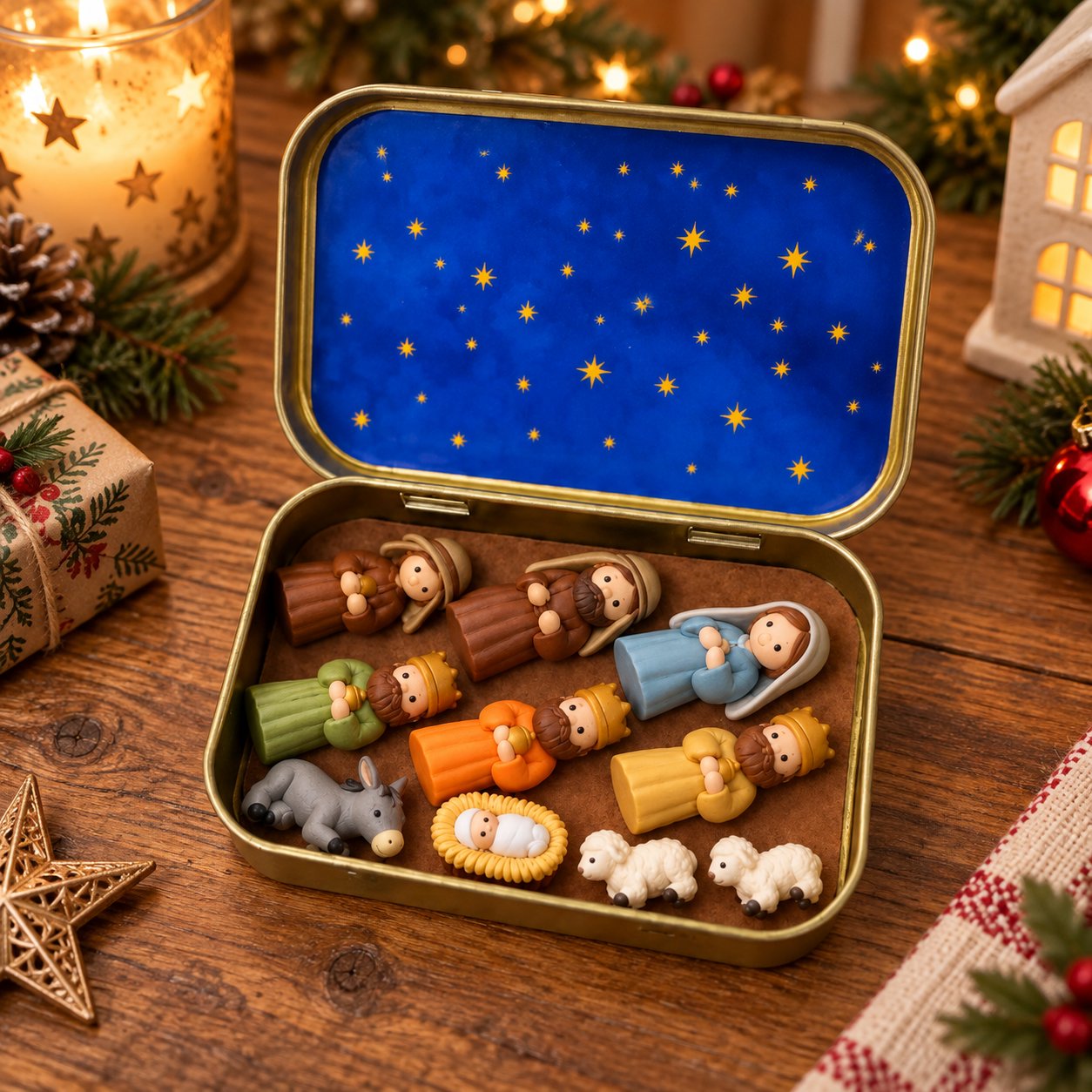 ✝️🙏 Mini Nativity Scene Keepsake Tin