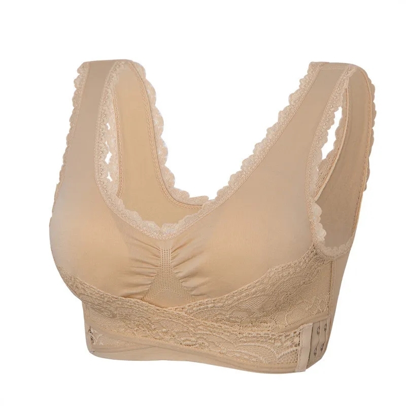 Triumph - Sutien fără sârmă din silicon Tourmaline, țesătură confortabilă și respirabilă, cataramă încrucișată din dantelă în față🔥🔥🔥