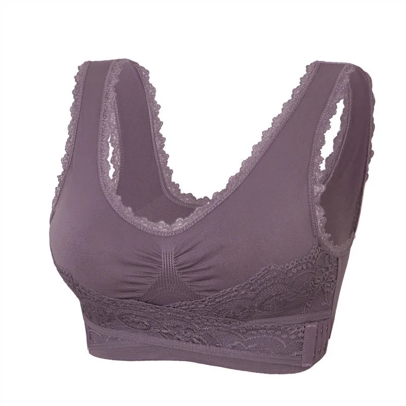 Triumph - Sutien fără sârmă din silicon Tourmaline, țesătură confortabilă și respirabilă, cataramă încrucișată din dantelă în față🔥🔥🔥