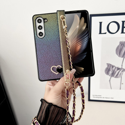 Κατάλληλη για Samsung Galaxy Z Fold6 Πολύχρωμη προστατευτική θήκη Love Crossbody με μεντεσέδες