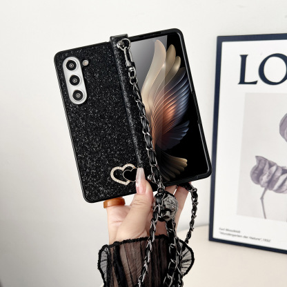 Κατάλληλη για Samsung Galaxy Z Fold6 Πολύχρωμη προστατευτική θήκη Love Crossbody με μεντεσέδες