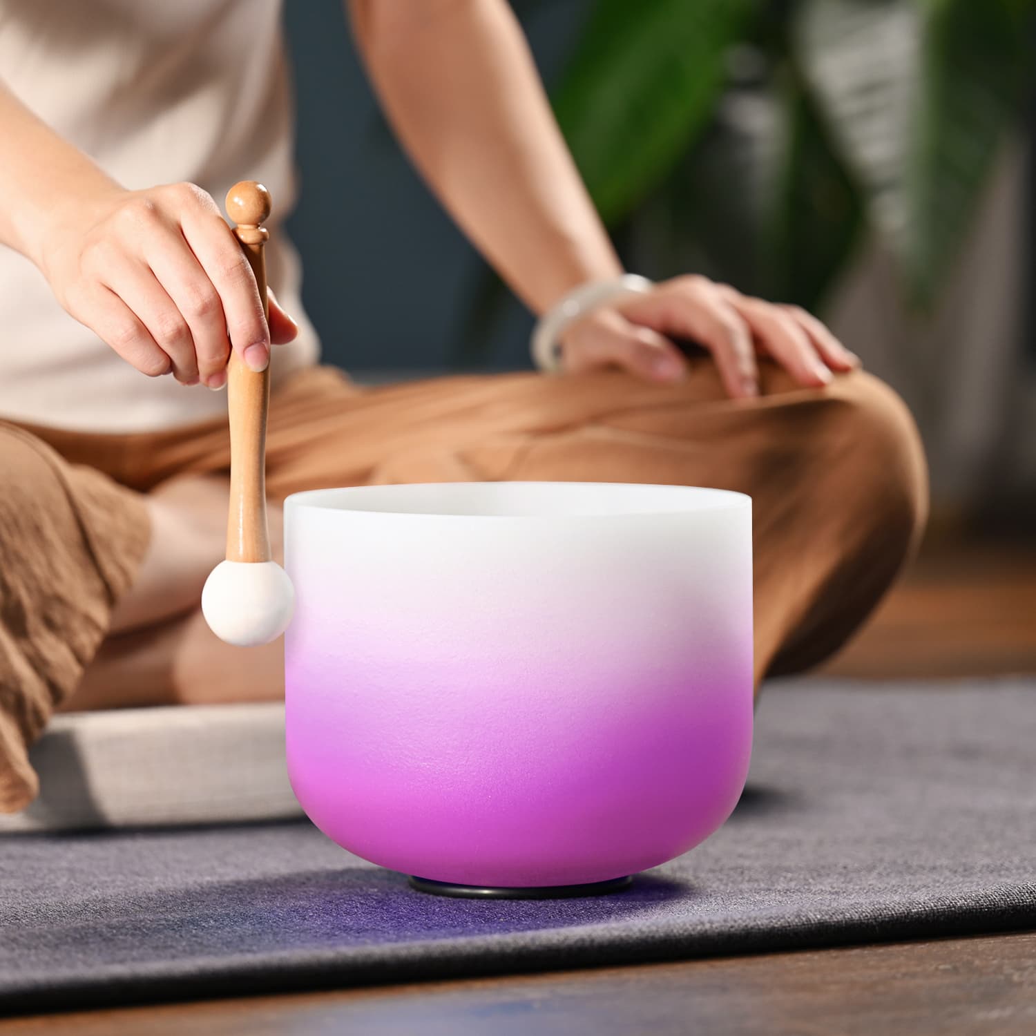 CVNC B Note Crown Chakra Purple Aria Gradient Design Crystal Singing Bowl For Sound Healing