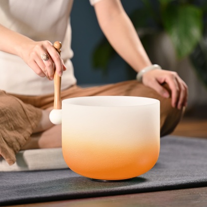 CVNC D Note Sacral Chakra Orange Aria Gradient Design Crystal Singing Bowl For Sound Healing
