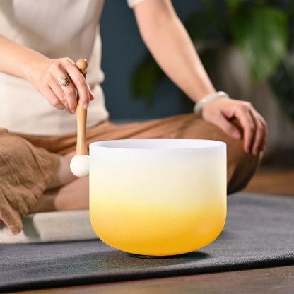 CVNC E Note Solar Plexus Chakra Yellow Aria Gradient Design Crystal Singing Bowl For Sound Healing
