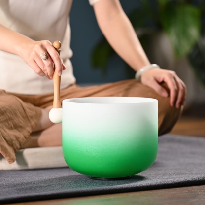 CVNC F Note Heart Chakra Green Aria Gradient Design Crystal Singing Bowl For Chakra Healing Meditation